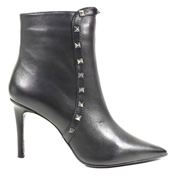 ALESSANDRO DI MARIA 🇮🇹 WOMEN BLACK LEATHER FASHION ANKLE BOOTIE - Picture 4 of 9